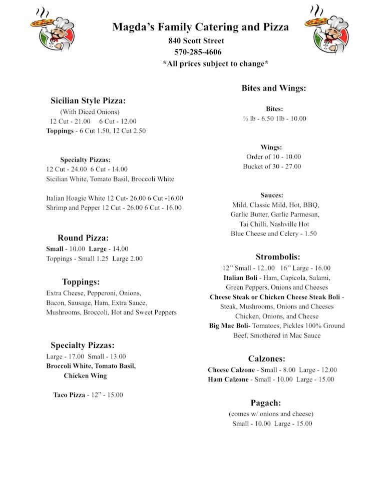 Magda's Family Catering and Pizza Menu image 1